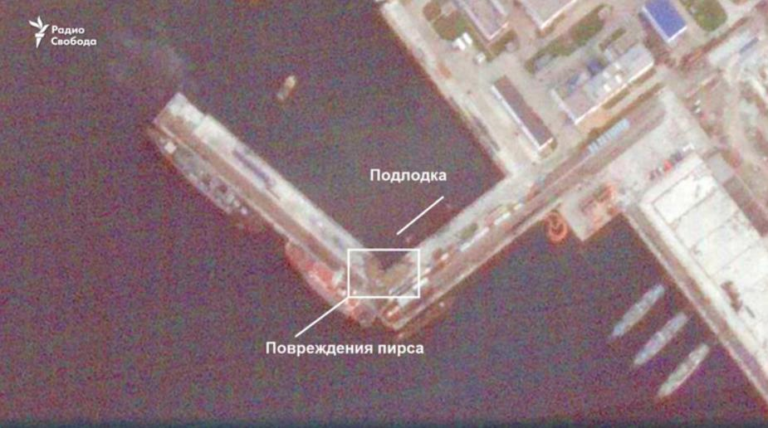 Ураження субмарини РФ: з’явилися знімки з космосу